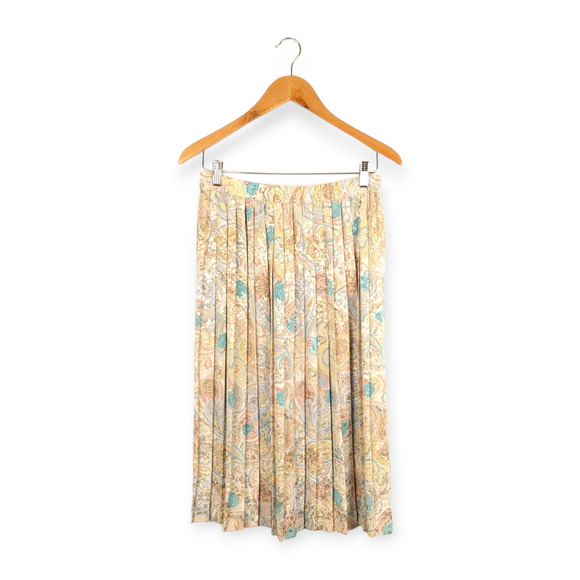 Vintage Andrea Gayle Satin Floral Pleated Midi Skirt Sz Small Cottagecore‎ Fairy - Picture 6 of 8